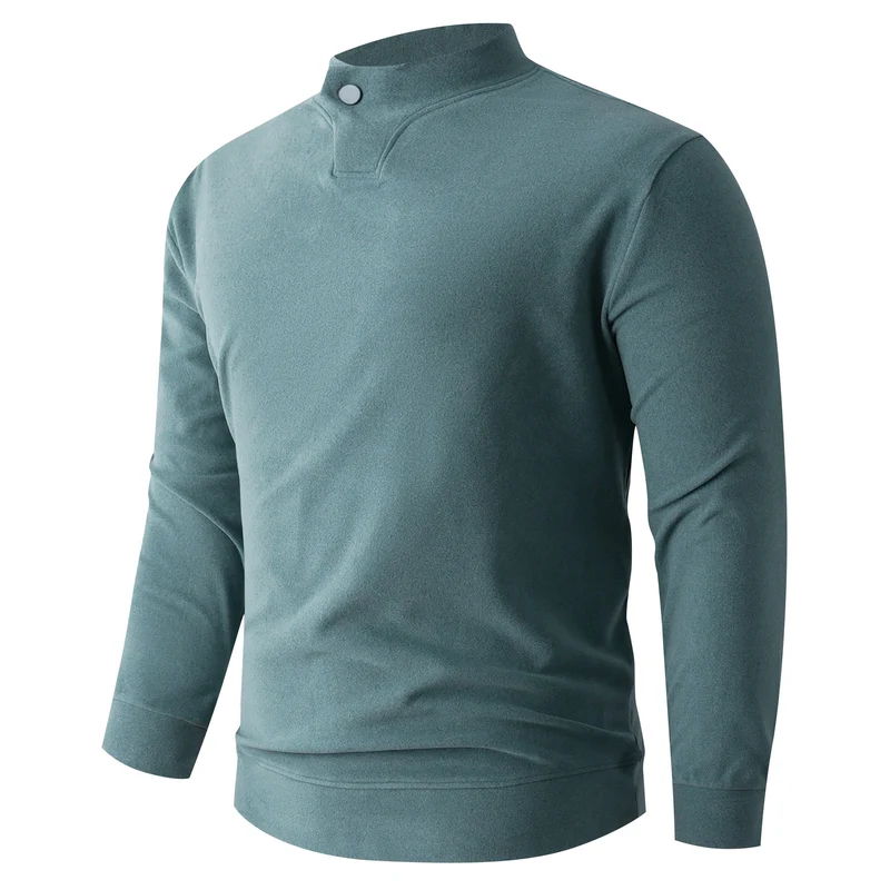 Herren Langarmshirt mit schmalem Stehkragen und Knopfverschluss Drune