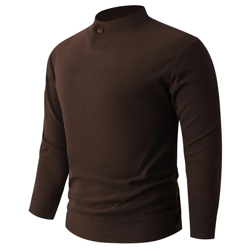 Herren Langarmshirt mit schmalem Stehkragen und Knopfverschluss Drune