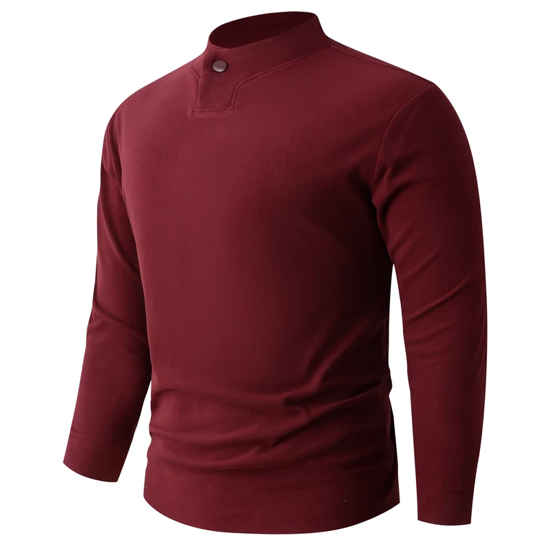 Herren Langarmshirt mit schmalem Stehkragen und Knopfverschluss Drune