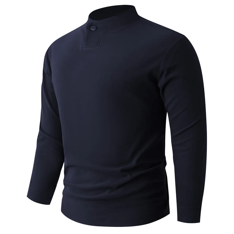 Herren Langarmshirt mit schmalem Stehkragen und Knopfverschluss Drune