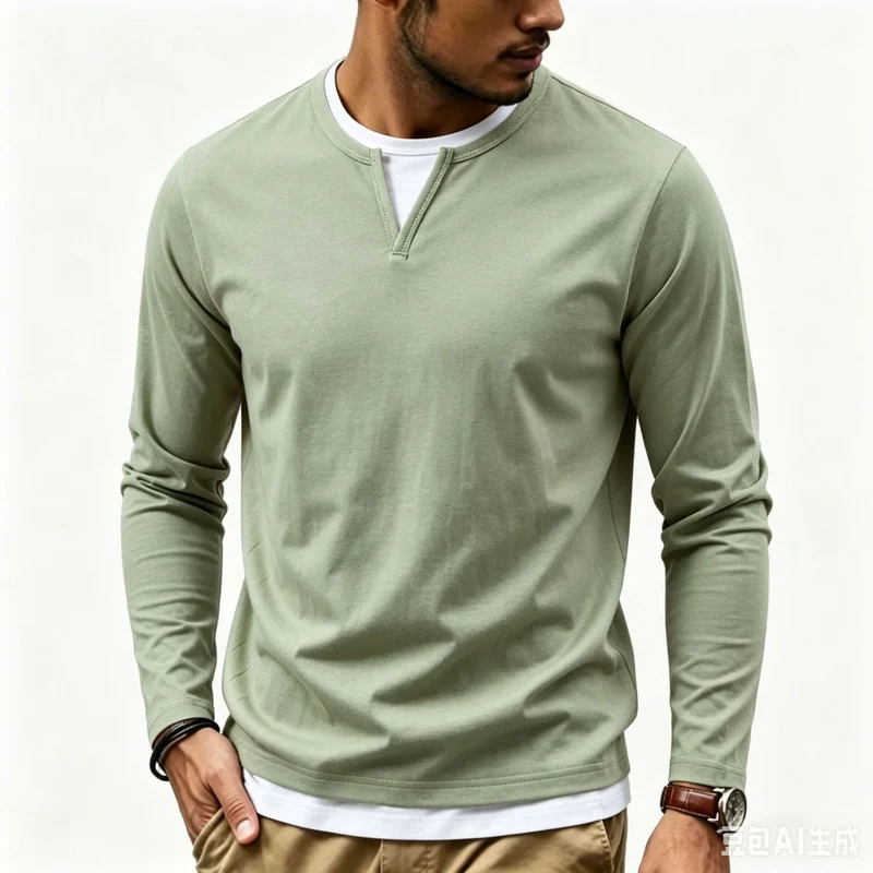 Herren Langarmshirt mit Schlitzkragen und schmaler Komfort-Passform Drune