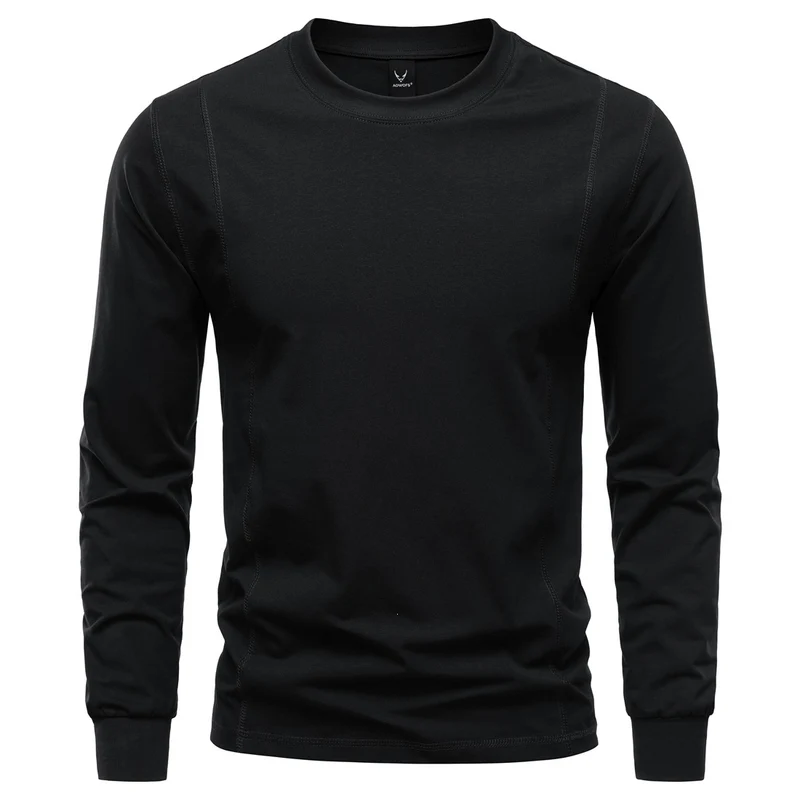 Herren Langarmshirt aus Stretch-Baumwollmix mit Rundhals und Flachnähten Drune