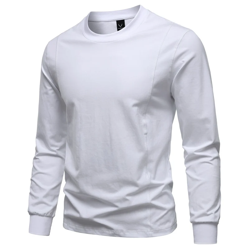 Herren Langarmshirt aus Stretch-Baumwollmix mit Rundhals und Flachnähten Drune