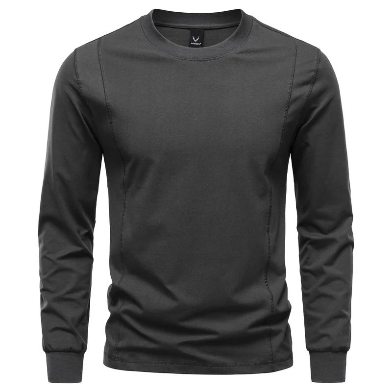 Herren Langarmshirt aus Stretch-Baumwollmix mit Rundhals und Flachnähten Drune