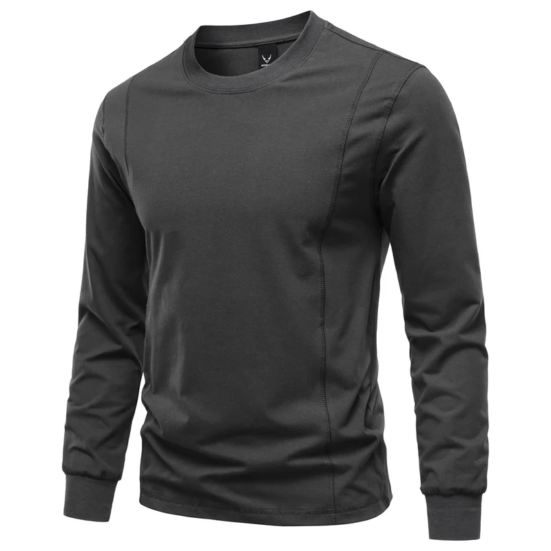 Herren Langarmshirt aus Stretch-Baumwollmix mit Rundhals und Flachnähten Drune