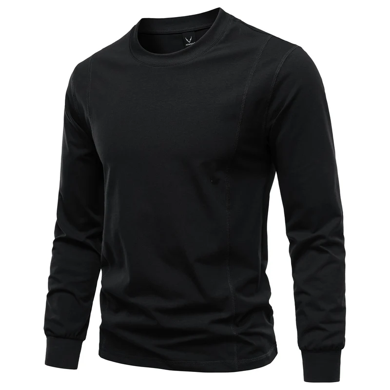 Herren Langarmshirt aus Stretch-Baumwollmix mit Rundhals und Flachnähten Drune