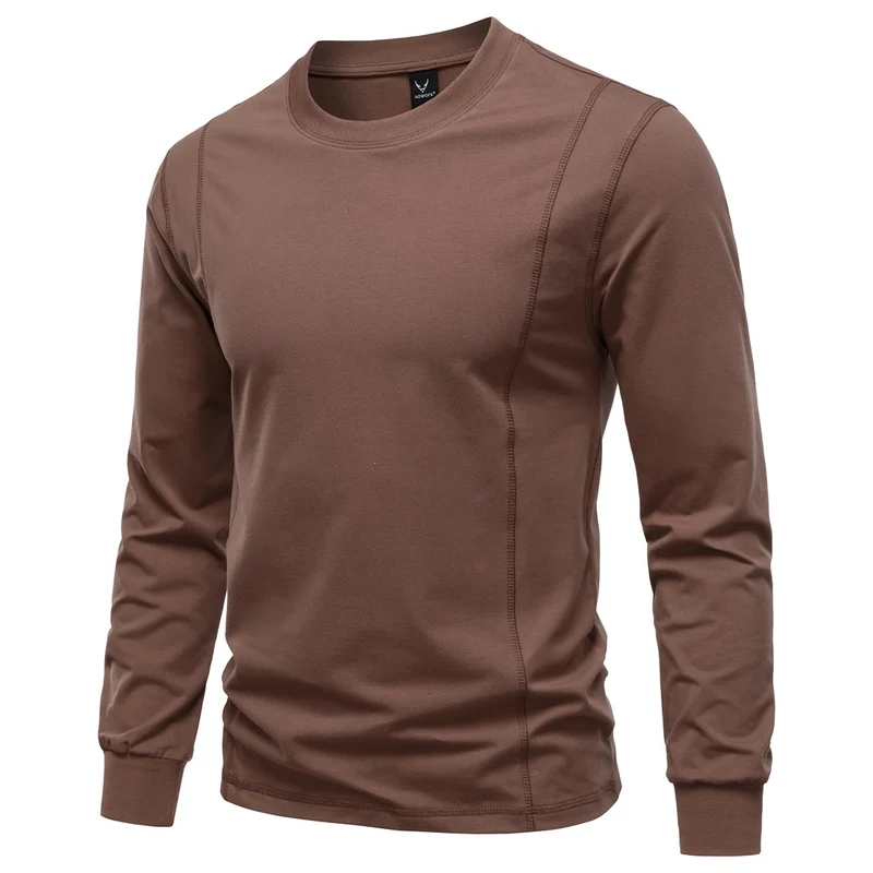 Herren Langarmshirt aus Stretch-Baumwollmix mit Rundhals und Flachnähten Drune