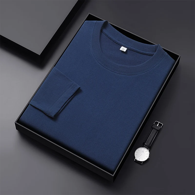 Herren Langarmshirt aus Premium-Baumwollmix mit Rundhalsausschnitt und feiner Rippstruktur Drune