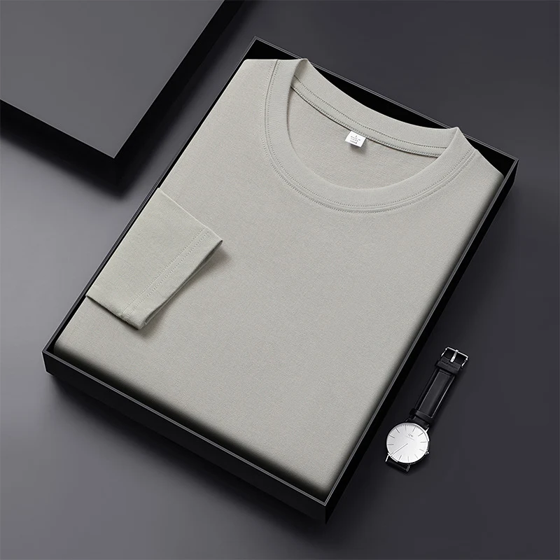 Herren Langarmshirt aus Premium-Baumwollmix mit Rundhalsausschnitt und feiner Rippstruktur Drune