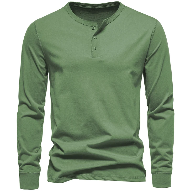 Herren Langärmliges Henley‑Shirt aus Baumwollmix mit dreifacher Knopfleiste und schmaler Silhouette Drune