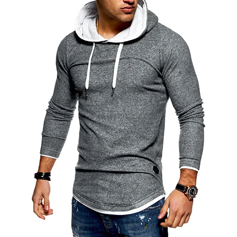 Herren Lang geschnittener Kapuzenpullover mit Lagenoptik und Raglanärmeln Drune