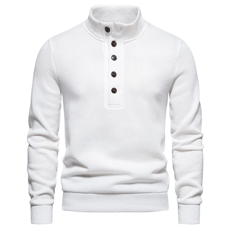 Herren Komfortabler Feinstrick-Pullover mit Knopfleiste und Stehkragen Drune