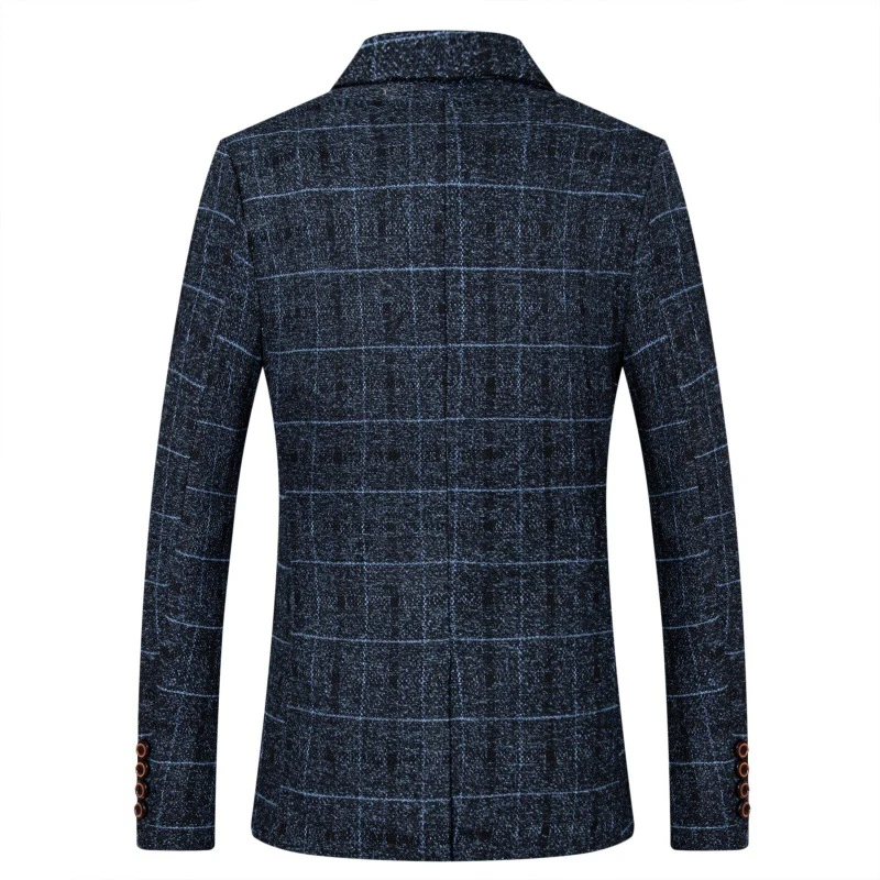 Herren Karo-Sakko in Tweed-Optik mit Schalkragen und taillierter Silhouette Drune