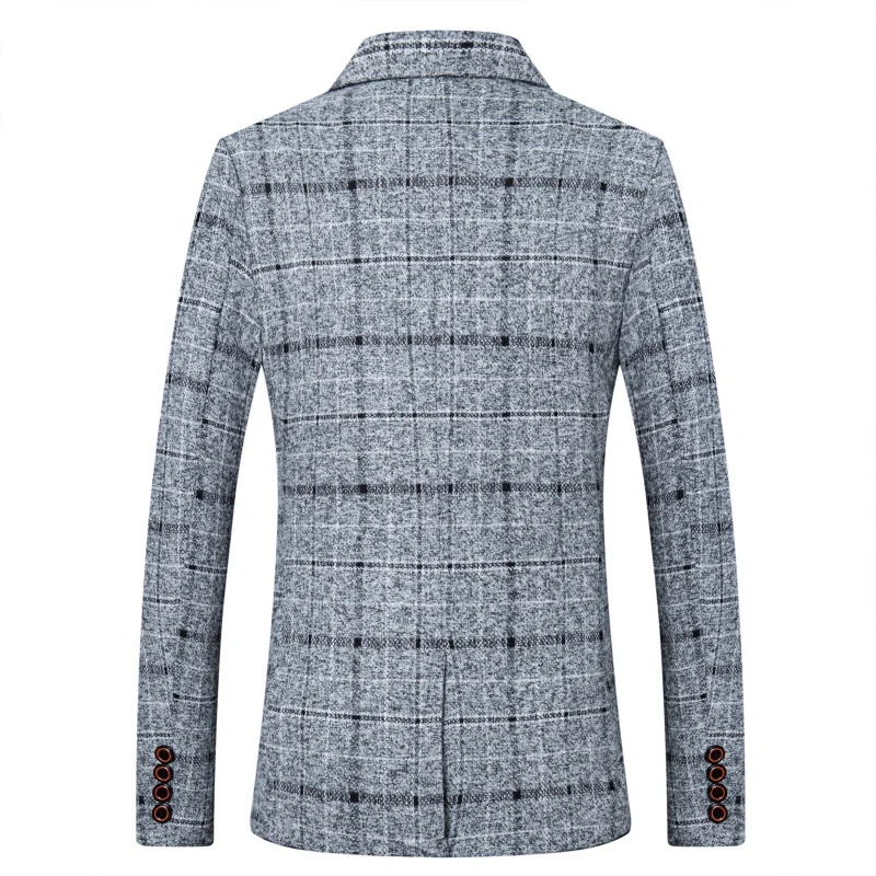 Herren Karo-Sakko in Tweed-Optik mit Schalkragen und taillierter Silhouette Drune