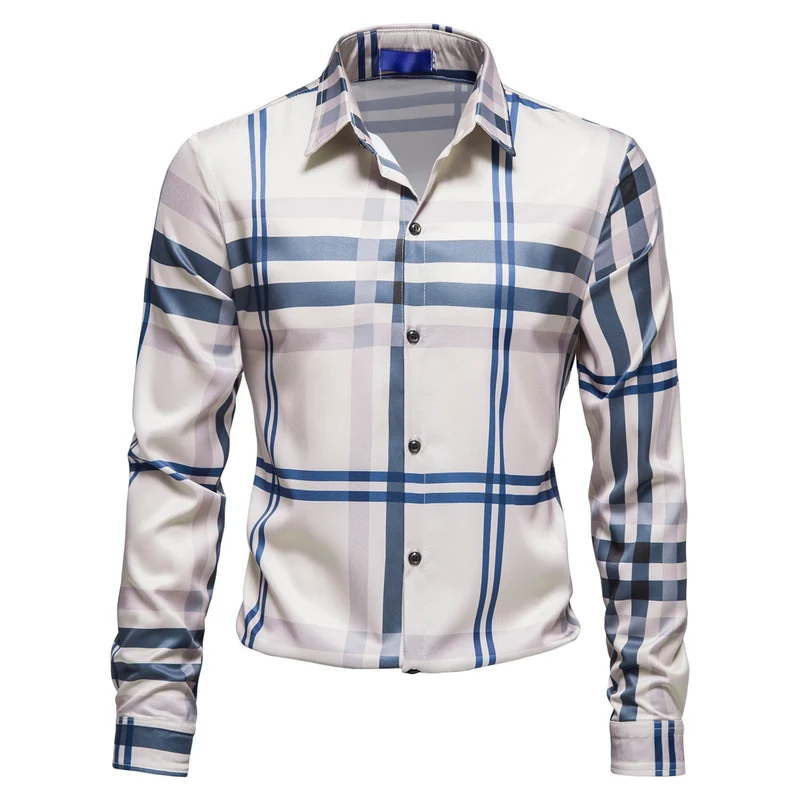 Herren Kariertes Slim-Fit Business-Hemd mit seidig-glänzender Optik Drune