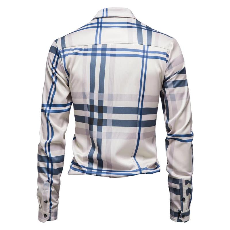 Herren Kariertes Slim-Fit Business-Hemd mit seidig-glänzender Optik Drune