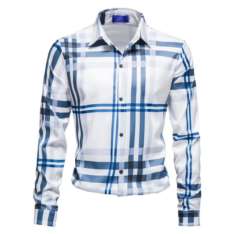 Herren Kariertes Slim-Fit Business-Hemd mit seidig-glänzender Optik Drune