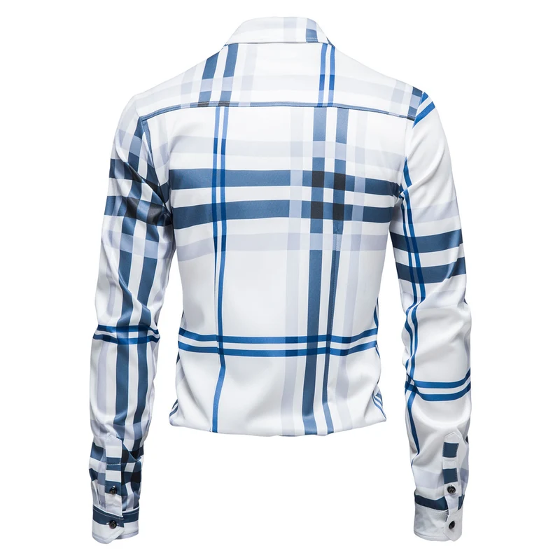 Herren Kariertes Slim-Fit Business-Hemd mit seidig-glänzender Optik Drune