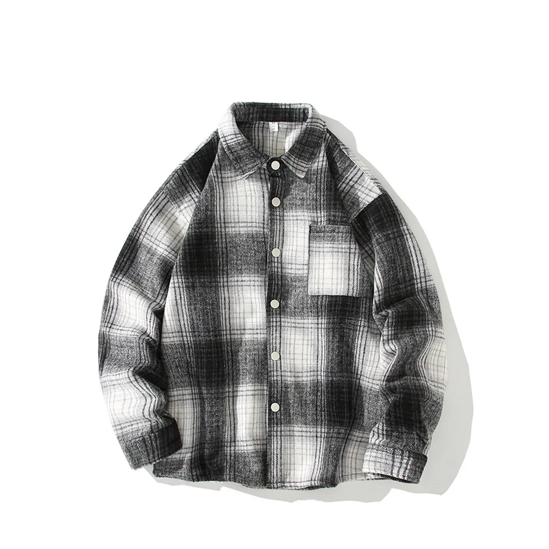 Herren Karierte Overshirt-Hemdjacke aus gebürstetem Baumwollmix mit Brusttasche Drune