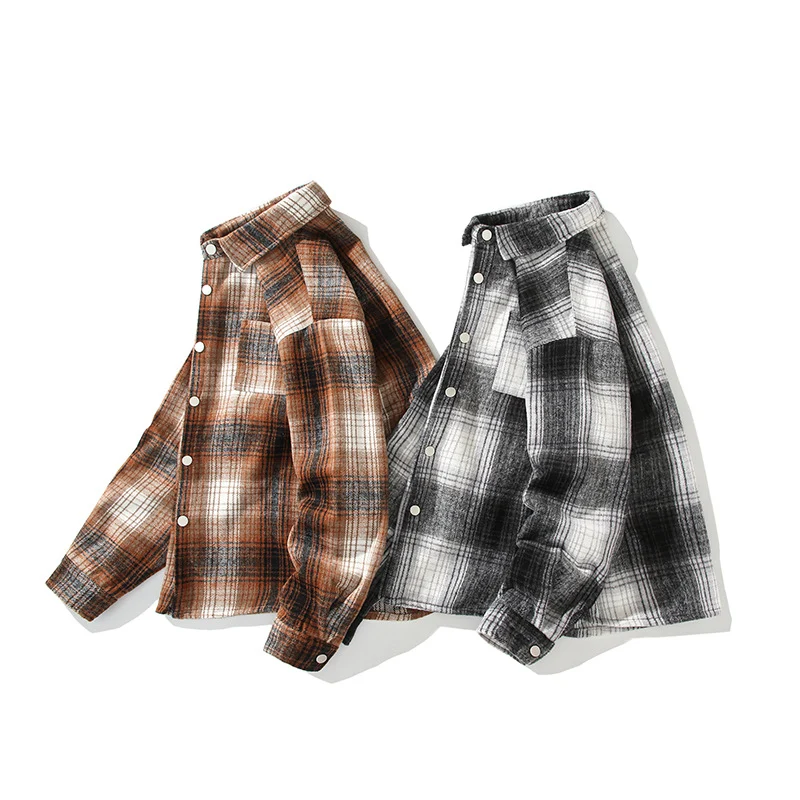 Herren Karierte Overshirt-Hemdjacke aus gebürstetem Baumwollmix mit Brusttasche Drune