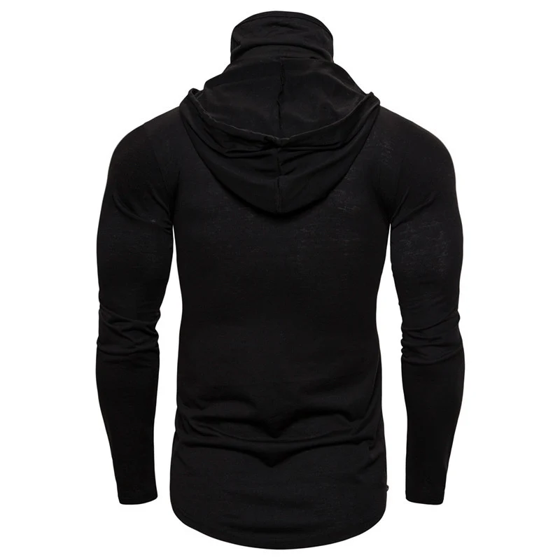 Herren Kapuzenpullover mit Skelett-Print, integriertem Multifunktionstuch und taillierter Passform Drune