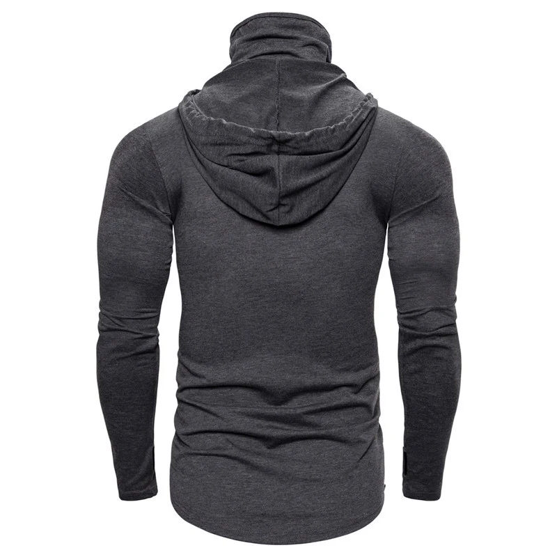 Herren Kapuzenpullover mit Skelett-Print, integriertem Multifunktionstuch und taillierter Passform Drune