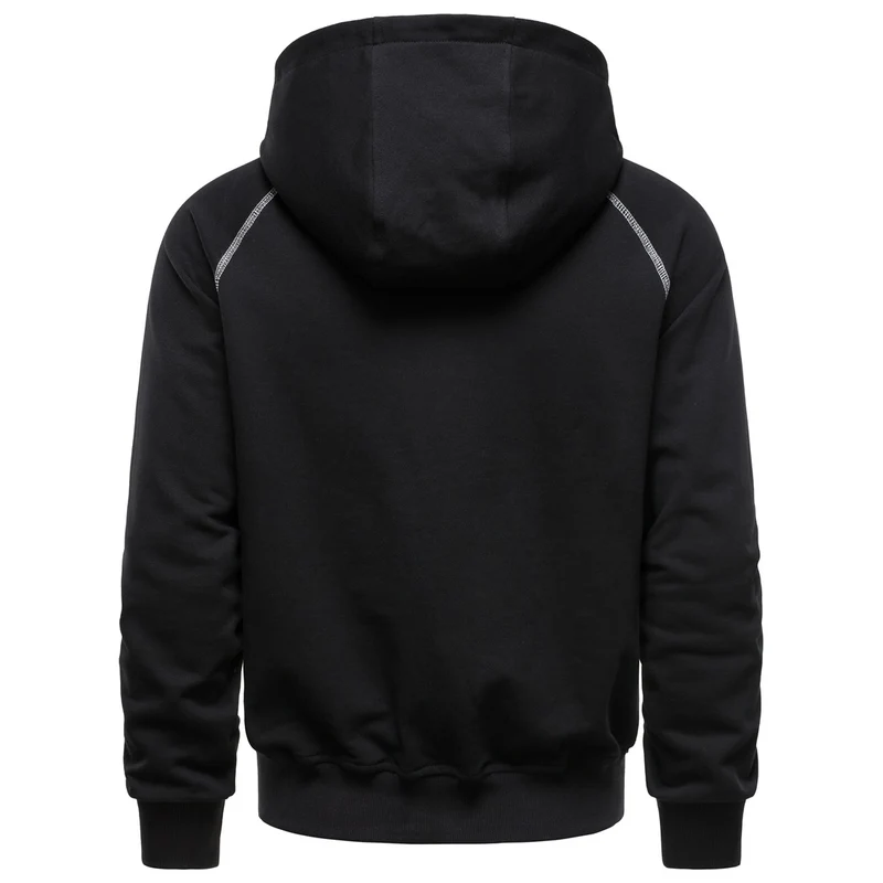 Herren Kapuzen-Zipjacke im sportlichen Raglanstil mit Kontrastnähten und gerippten Bündchen Drune