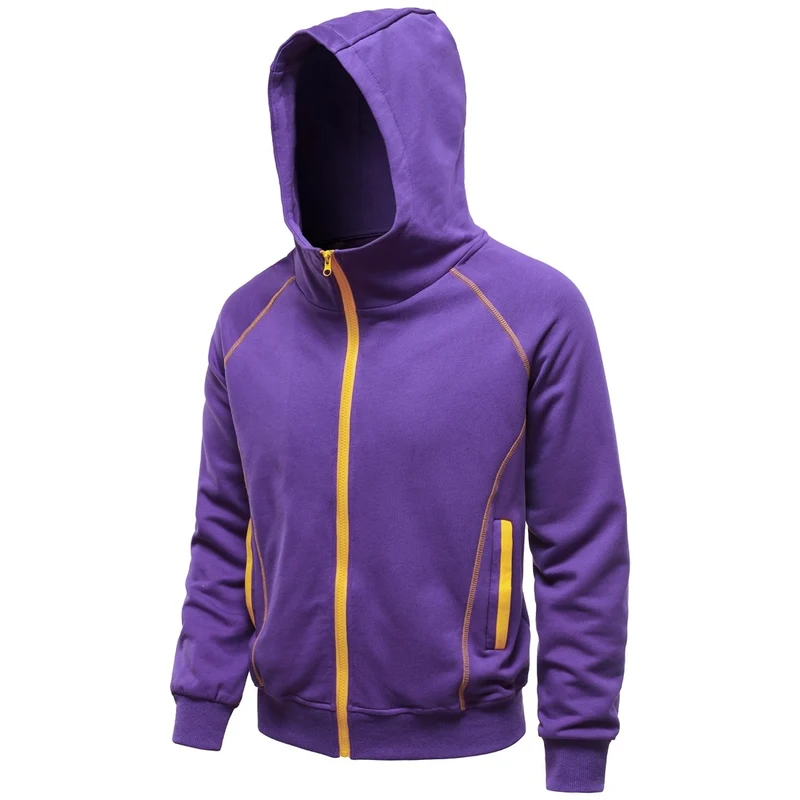Herren Kapuzen-Zipjacke im sportlichen Raglanstil mit Kontrastnähten und gerippten Bündchen Drune