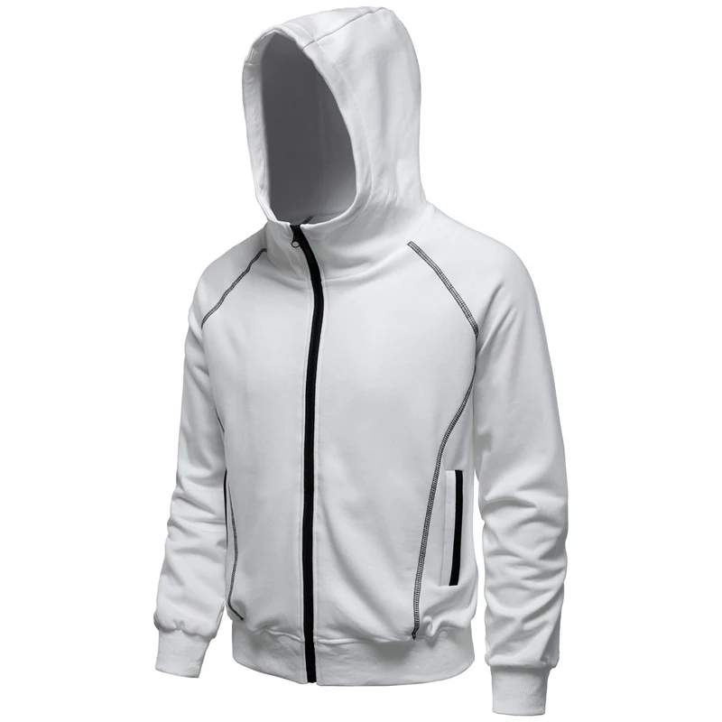 Herren Kapuzen-Zipjacke im sportlichen Raglanstil mit Kontrastnähten und gerippten Bündchen Drune