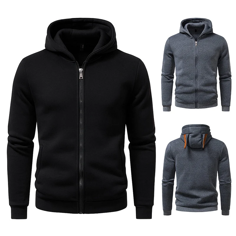Herren Kapuzen-Sweatjacke mit durchgehendem Reißverschluss, fleecegefüttert und schmaler Passform Drune