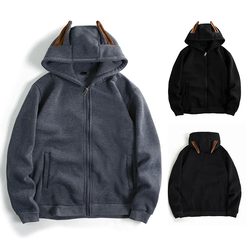 Herren Kapuzen-Sweatjacke mit durchgehendem Reißverschluss, fleecegefüttert und schmaler Passform Drune