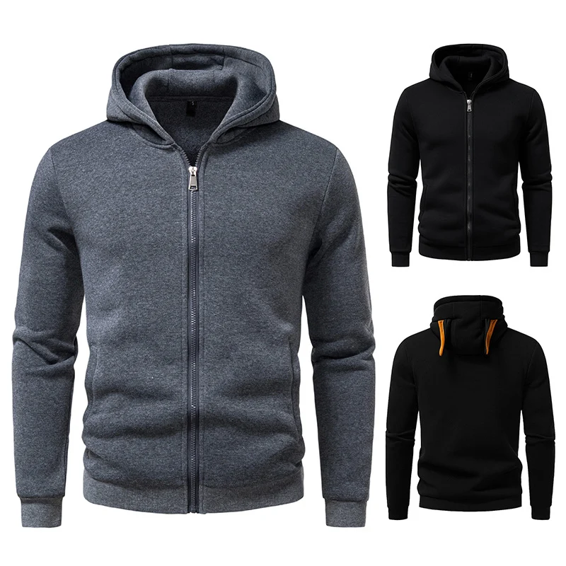 Herren Kapuzen-Sweatjacke mit durchgehendem Reißverschluss, fleecegefüttert und schmaler Passform Drune