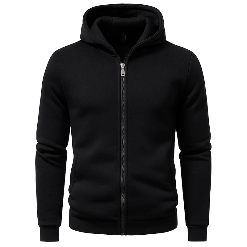 Herren Kapuzen-Sweatjacke mit durchgehendem Reißverschluss, fleecegefüttert und schmaler Passform Drune