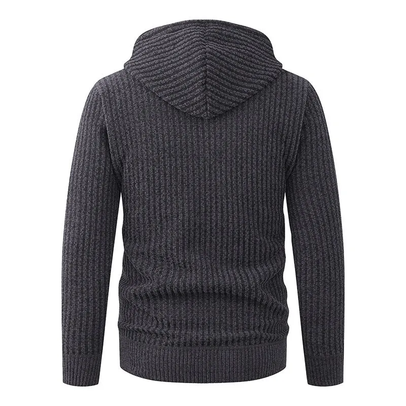 Herren Kapuzen-Strickjacke mit Teddyfutter und durchgehendem Reißverschluss Drune