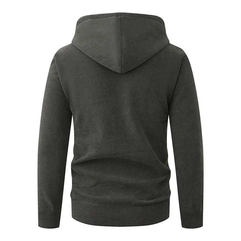 Herren Kapuzen-Fleecejacke mit durchgehendem Reißverschluss und gerippten Bündchen Drune