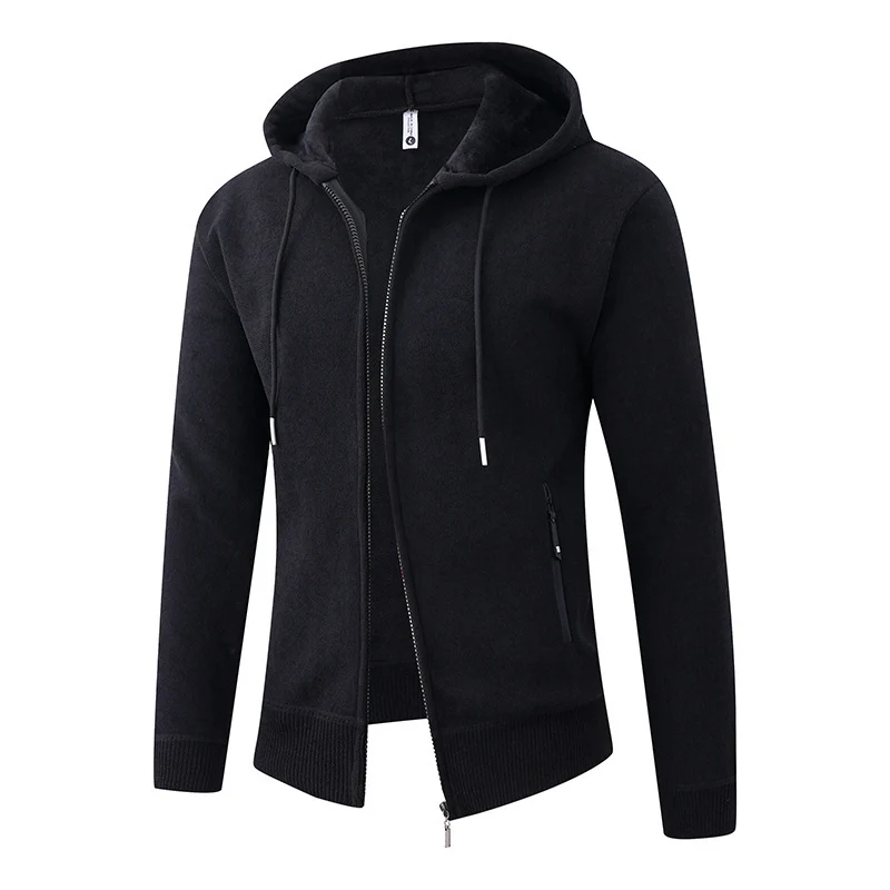 Herren Kapuzen-Fleecejacke mit durchgehendem Reißverschluss und gerippten Bündchen Drune