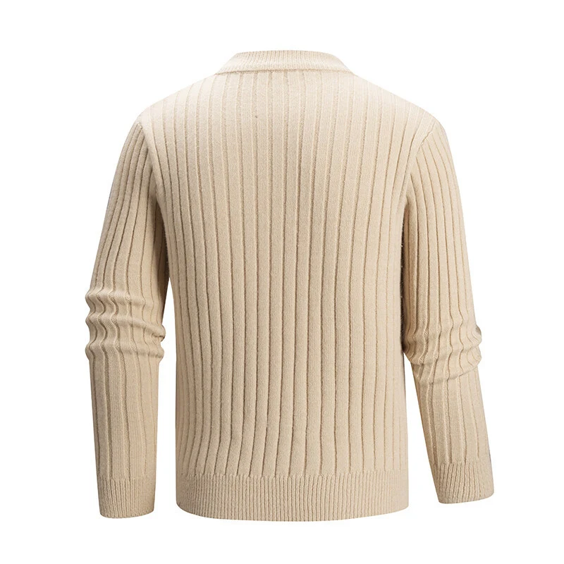 Herren Kabelstrick-Mockneck-Pullover aus feinem Wollmix mit Zopfmuster Drune