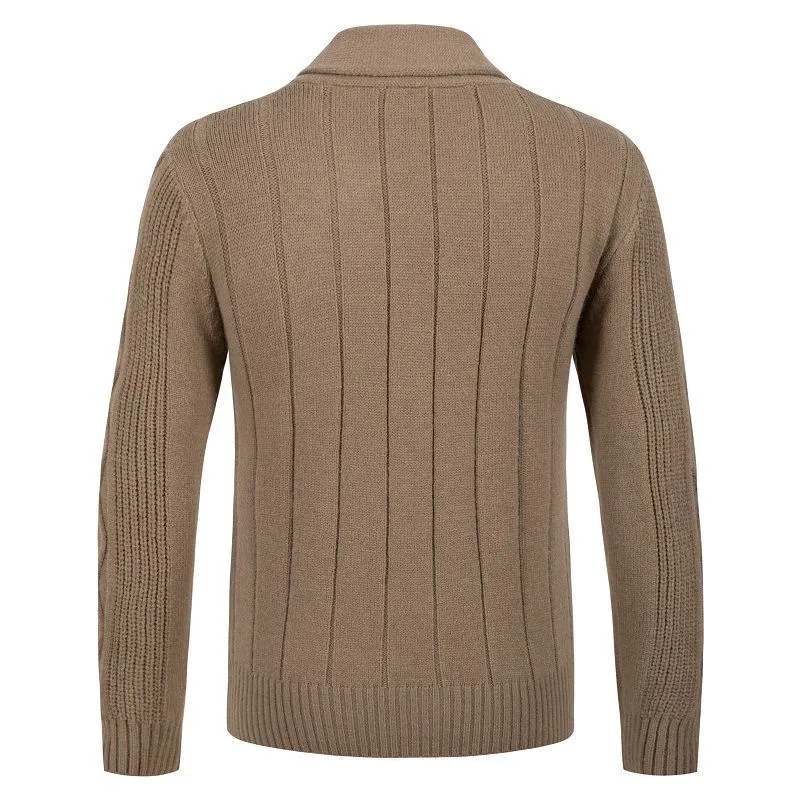 Herren Kabelstrick-Cardigan mit Schalkragen und Knopfleiste Drune