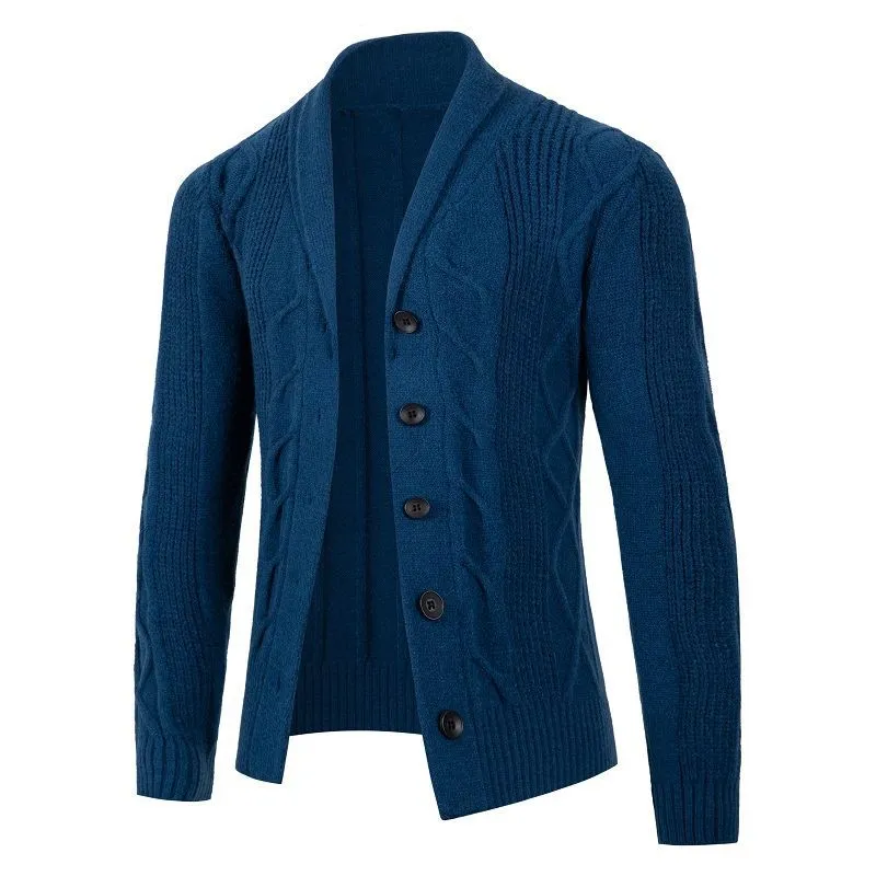 Herren Kabelstrick-Cardigan mit Schalkragen und Knopfleiste Drune