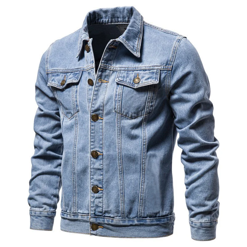 Herren Jeansjacke im Slim-Fit mit vertikaler Nahtstruktur und Brusttaschen Drune