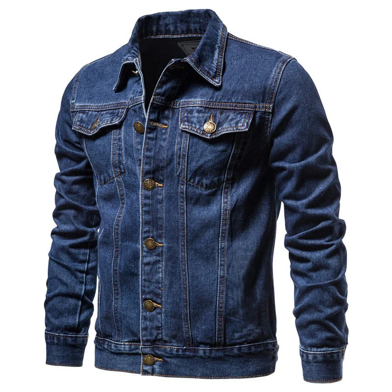 Herren Jeansjacke im Slim-Fit mit vertikaler Nahtstruktur und Brusttaschen Drune