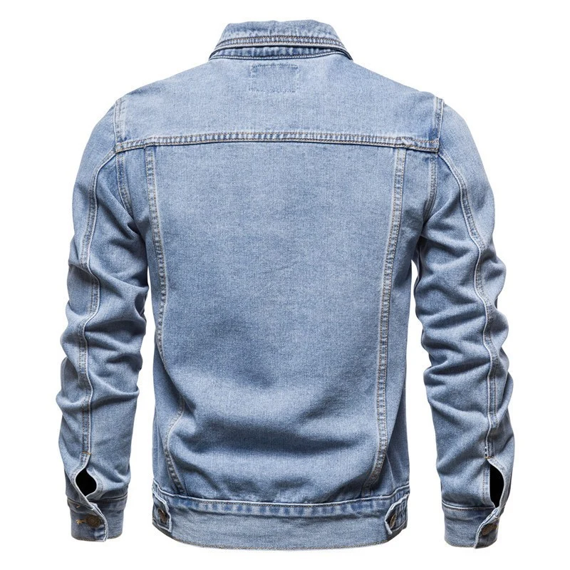 Herren Jeansjacke im Slim-Fit mit vertikaler Nahtstruktur und Brusttaschen Drune