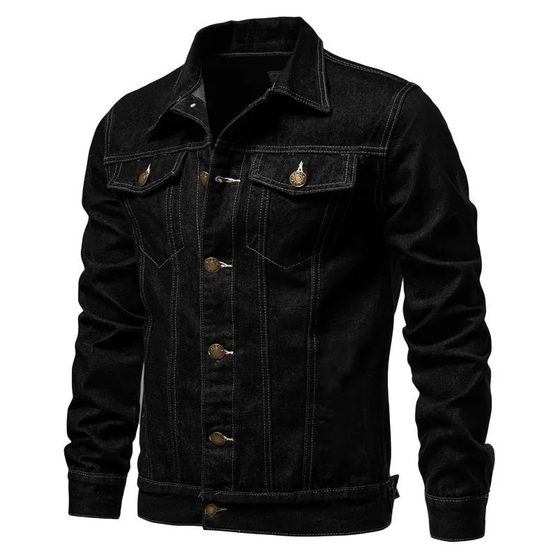 Herren Jeansjacke im Slim-Fit mit vertikaler Nahtstruktur und Brusttaschen Drune