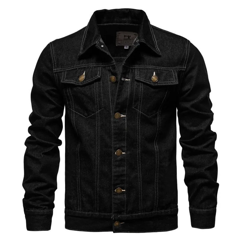 Herren Jeansjacke im Slim-Fit mit vertikaler Nahtstruktur und Brusttaschen Drune