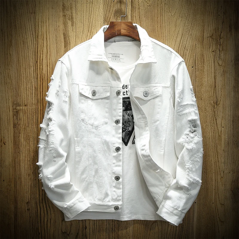 Herren Jeansjacke im Destroyed‑Look mit Rissdetails und aufgesetzten Brusttaschen Drune