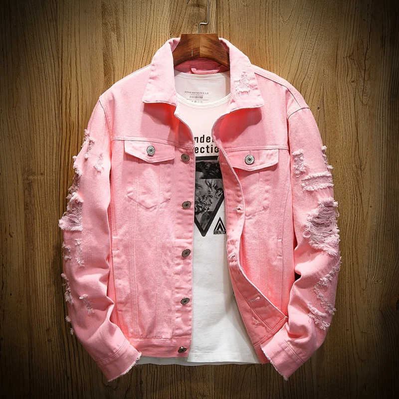 Herren Jeansjacke im Destroyed‑Look mit Rissdetails und aufgesetzten Brusttaschen Drune
