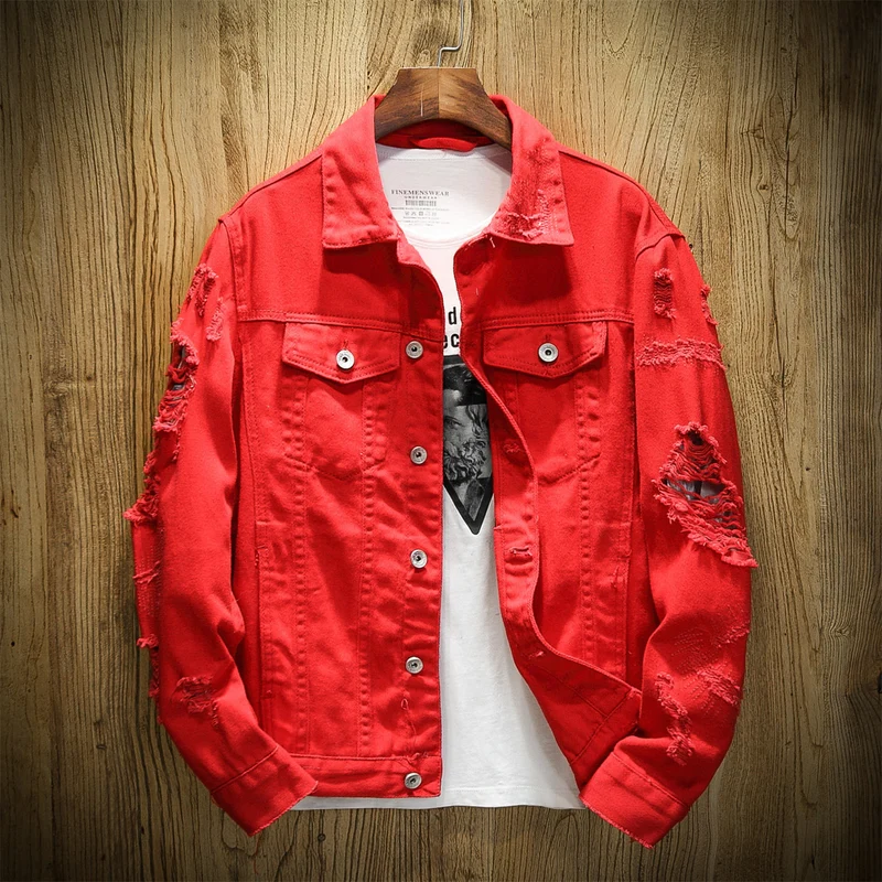 Herren Jeansjacke im Destroyed‑Look mit Rissdetails und aufgesetzten Brusttaschen Drune