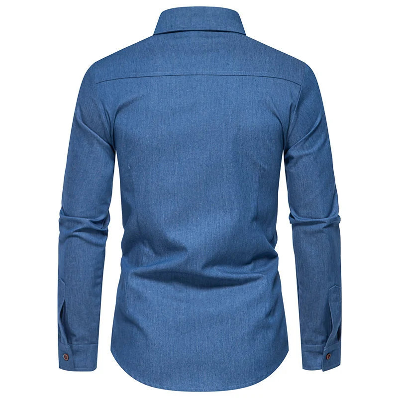 Herren Jeanshemd mit Western‑Yoke, aufgesetzten Brusttaschen und schmaler Casual‑Passform Drune