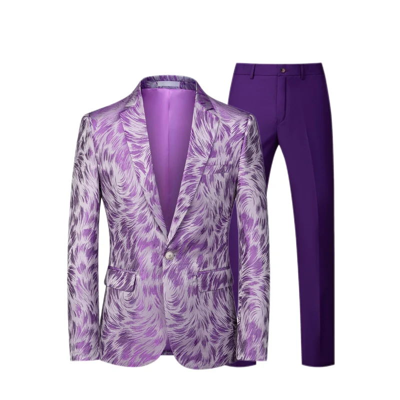 Herren Jacquard-Sakko mit Slim-Fit Anzughose Drune