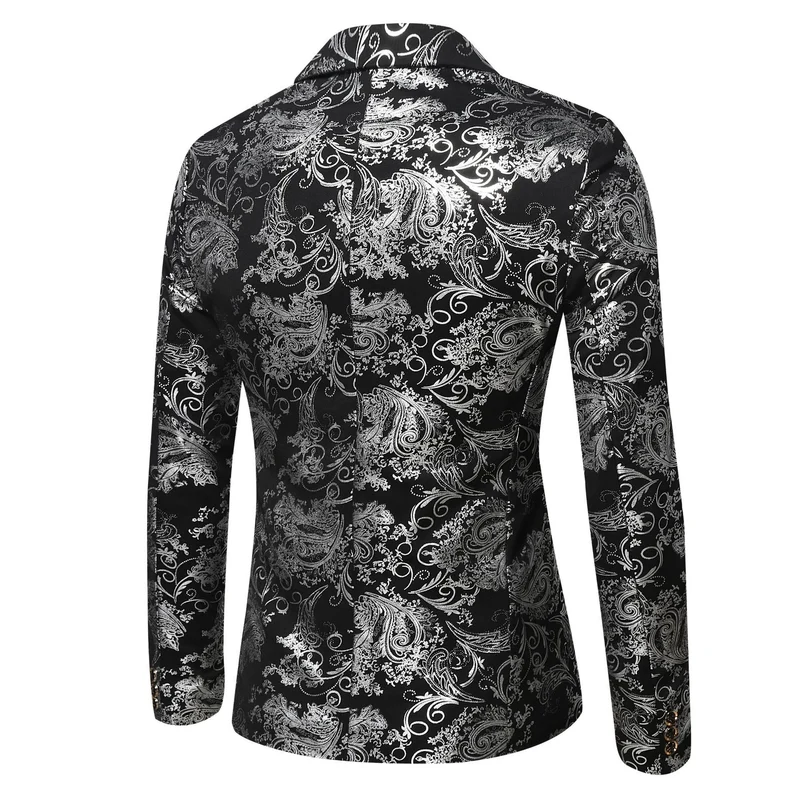 Herren Jacquard-Sakko im Smokingstil mit Schalkragen und einreihiger Knopfleiste Drune